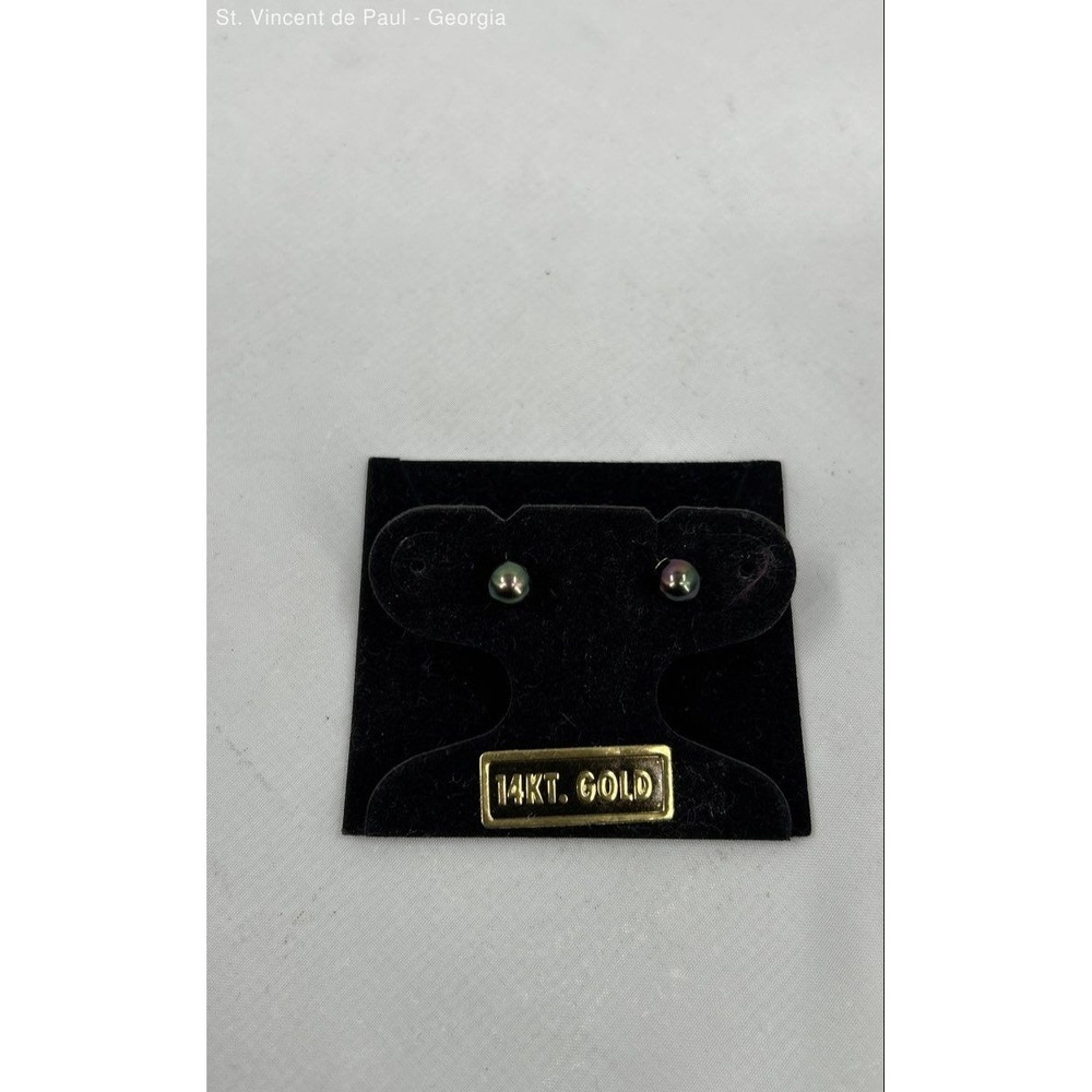 14k Yellow Gold 1.19 g Unbranded Earring w/ 4.7625 mm Black Pearl & Others